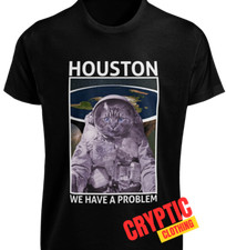 Camiseta Houston We Have a Problem mapa da Terra plana NASA piada gato mentiras espaciais TEE comprar usado  Enviando para Brazil