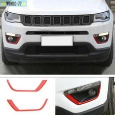 Para 2017-2021 Jeep Compass ABS vermelho farol de neblina dianteiro abajur tira tampa acabamento 2X novo comprar usado  Enviando para Brazil