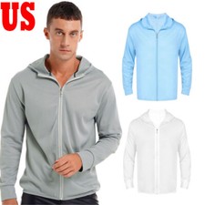 Camisa masculina com zíper completo UPF 50+ com capuz jaqueta leve proteção solar proteção contra erupções cutâneas, usado comprar usado  Enviando para Brazil