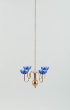 Gunnar Ander para metal Ystad. Candelabro para 4 velas en latón y vidrio artístico segunda mano  Embacar hacia Mexico