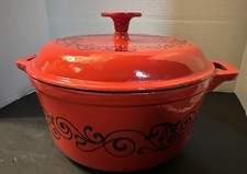 Forno e tampa Technique porcelana esmalte ferro fundido vermelho francês, rebite 10”x 5”, usado comprar usado  Enviando para Brazil
