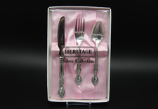 Conjunto de Talheres Infantis Vintage HERITAGE Banhado a Prata Aço Inoxidável na Caixa, usado comprar usado  Enviando para Brazil