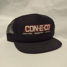 Vintage Trucker Cap Hat Coneco Czarna Czerwona Siatka Snapback lata 80. Biker Rocker na sprzedaż  Wysyłka do Poland