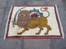 Vintage Tradicional Mano Hecho Oriental Gabbe Lana Blanco Tapete 131x100 Animal, usado comprar usado  Enviando para Brazil