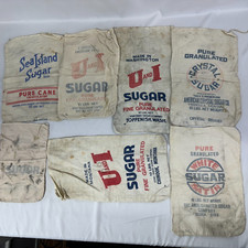 Lote de 7 bolsas de saco de azúcar vintage Sea Island Sugar - U & I Sugar Montana Wa Utah segunda mano  Embacar hacia Mexico