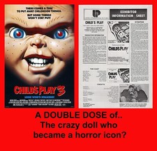@ CHILD'S PLAY 3 1991 slasher CHUCKY pôster tendão de Aquiles + folha de imprensa nº 1 comprar usado  Enviando para Brazil