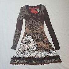 Vestido feminino Desigual comprimento do joelho linha A tamanho S bordado manga longa floral comprar usado  Enviando para Brazil