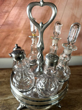 Vintage Antique , 6  Bottle Heart Cruet Set with holder ,barware,apothecary segunda mano  Embacar hacia Mexico