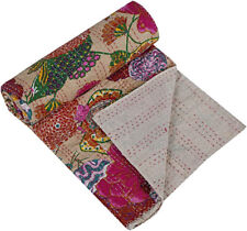 Colcha de algodão cor rosa Kantha estampa floral cobertor feito à mão lençol comprar usado  Enviando para Brazil