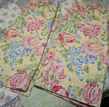Par de Cortinas de Café Forradas Personalizadas Amarelas Rosa Floral Feitas Sob Medida 50 X 29 comprar usado  Enviando para Brazil