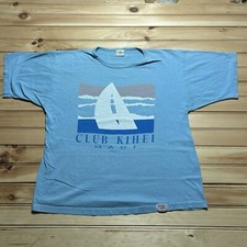 Camisa ponto único vintage anos 80 Crazy Shirts Hawaii Sailboat Club Kehei média, usado comprar usado  Enviando para Brazil