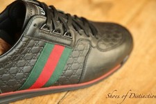 Tênis Gucci Ace GG monograma couro preto tênis tênis tênis masculino Reino Unido 8 EUA 9 UE 42 comprar usado  Enviando para Brazil