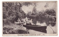 Cartão postal antigo Charter Oak, Pa. Pensilvânia / Saudações canoa masculina remo 1924 comprar usado  Enviando para Brazil