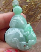 Pingente de jadeíta verde natural certificado 100% A cabaça sapo sapo 招财蟾 411651 comprar usado  Enviando para Brazil