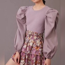Blusa Anthro Lea & Viola manga folhada lavanda média comprar usado  Enviando para Brazil