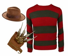 CONJUNTO DE LUVAS UNISSEX LISTRA VERDE VERMELHA ESTILO FREDDY CHAPÉU FESTA DE HALLOWEEN LOTE comprar usado  Enviando para Brazil