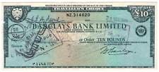 GB TRAVELLER'S CHEQUE £10 Barclays Bank NOVA ZELÂNDIA 2d selo postal 1966 KA98 comprar usado  Enviando para Brazil