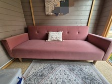 Pink velvet sofa for sale  BEDFORD
