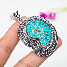 Colgante de piedras preciosas turquesa amonita plata de ley 925 hecho a mano joyería regalo segunda mano  Embacar hacia Mexico