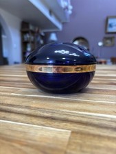 Caixa redonda vintage de vidro azul cobalto e dourado Dawson bugigangas/joias  comprar usado  Enviando para Brazil
