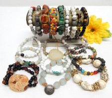 LOTE DE PULSEIRAS DE CONTAS DE PEDRA SEMI PRECIOSA, VIDRO E CERÂMICA, VINTAGE ATÉ AGORA comprar usado  Enviando para Brazil
