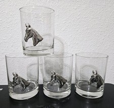 4 COPOS TUMBLER CABEÇA DE CAVALO DE ESTANHO Maurice Milleur Whiskey Lowball em excelente estado usado comprar usado  Enviando para Brazil