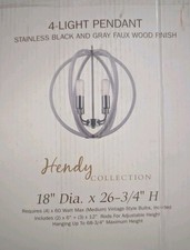 Lámpara colgante Patriot Lighting 4 luces - Hendy Farmhouse - madera sintética gris segunda mano  Embacar hacia Mexico