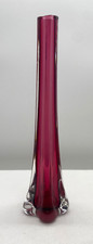 Vaso de vidro artístico meados do século rosa cranberry transparente soprado à mão pé de elefante botão, usado comprar usado  Enviando para Brazil
