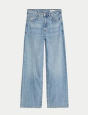 Jeans feminino EX M&S perna larga cintura alta stretch comprar usado  Enviando para Brazil