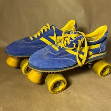 Usado, Patins Marco Polo Vintage Tamanho 11 Azul Amarelo Retro Derby Anos 70 *Leia* comprar usado  Enviando para Brazil