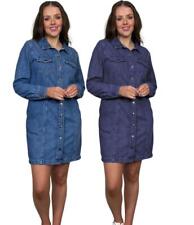 Mini vestido jeans azul feminino puro algodão manga longa regular plus size disponível, usado comprar usado  Enviando para Brazil