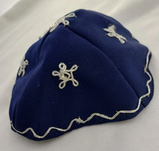 Blue emboidered kippah for sale  TETBURY