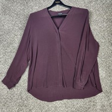 Blusa Eileen Fisher seda crepe georgette XL magenta manga longa MSRP $278 comprar usado  Enviando para Brazil