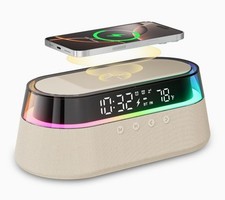 Despertador 6 em 1 para quarto, alto-falante digital carregamento sem fio, LED Night Lig comprar usado  Enviando para Brazil