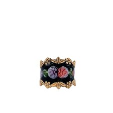 Anel Sign Vargas Vintage Esterlina Guilloche Preto Esmalte Rosa Pintado à Mão 8 1/4 comprar usado  Enviando para Brazil