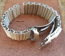 Pulseira de relógio de malha de aço inoxidável tubarão escovado 20mm 22mm fivela sólida comprar usado  Enviando para Brazil