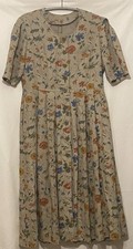 🌼 Lniana sukienka w stylu vintage, rozmiar XL – kwiaty, guziki, retro 🌿 na sprzedaż  PL