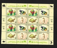 UNO Wien 2018: Gefährdete Arten, Block: Schildkröte, Frosch, Seepferd, Bogen, ** comprar usado  Enviando para Brazil