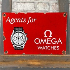 Placa de esmalte OMEGA 11,8x7,9" (30x20cm) boa sinalização de porcelana vintage loja de relógios comprar usado  Enviando para Brazil