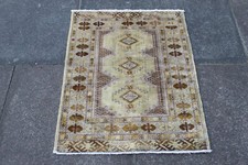 Usado, Tapete pequeno vintage feito à mão tradicional oriental lã amarelo desbotado 86x65cm comprar usado  Enviando para Brazil