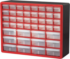 Gabinete de almacenamiento de piezas de plástico cajón rojo 44 Akro-Mils hardware y artesanía segunda mano  Embacar hacia Mexico