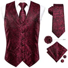 Usado, Coletes masculinos jacquard colete gravata pescoço abotoaduras conjunto de broche para homens gravata novo comprar usado  Enviando para Brazil