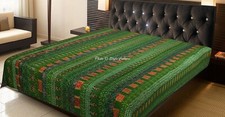 Colcha bordada dupla Kantha algodão étnico verde boho cigano cobertor comprar usado  Enviando para Brazil