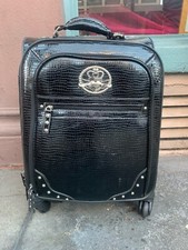 Bagagem de mão Kathy Van Zeeland Croco preta PVC 20" bolsa de cosméticos adicionada comprar usado  Enviando para Brazil