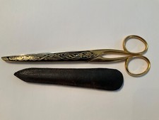 Tesoura de costura sueca de esmalte dourado e preto. comprar usado  Enviando para Brazil