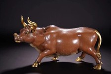Usado, Estátua de vaca touro 20" bronze real esmalte cloisonne ouro 24K OX comprar usado  Enviando para Brazil