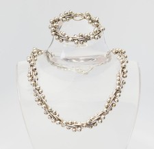 Vintage Pesado Moderno Plata de Ley Bola Cierre de Palanca Collar Pulsera Set comprar usado  Enviando para Brazil