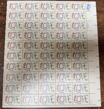 Convite de casamento LOVE Flowers genuíno USPS folha de selo postal de 50 ESTADO PERFEITO 1951 comprar usado  Enviando para Brazil