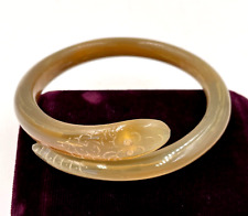ANTIGA PULSEIRA RARA VITORIANA ENVOLTÓRIO DE CHIFRE ESCULPIDA FIGURA DE COBRA ÚNICA REQUINTADA comprar usado  Enviando para Brazil