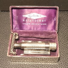Rasoio Di Sicurezza, Vintage English Razor, Gillette Aristocrat Silver Plated  comprar usado  Enviando para Brazil